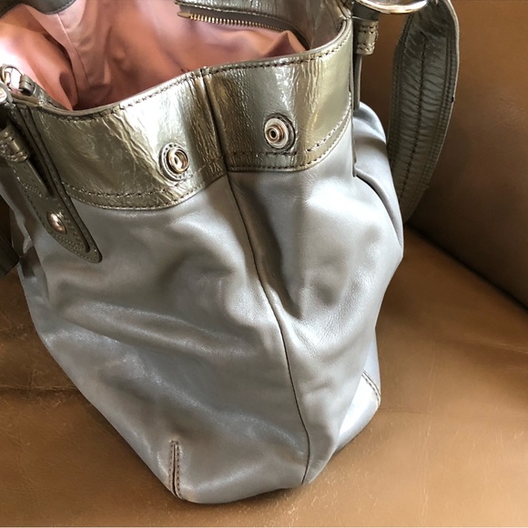 Coach, Soho, Pleated Tote, Grey Leather, Silver tone Hardware Accents, GUC - Picture 4 of 16